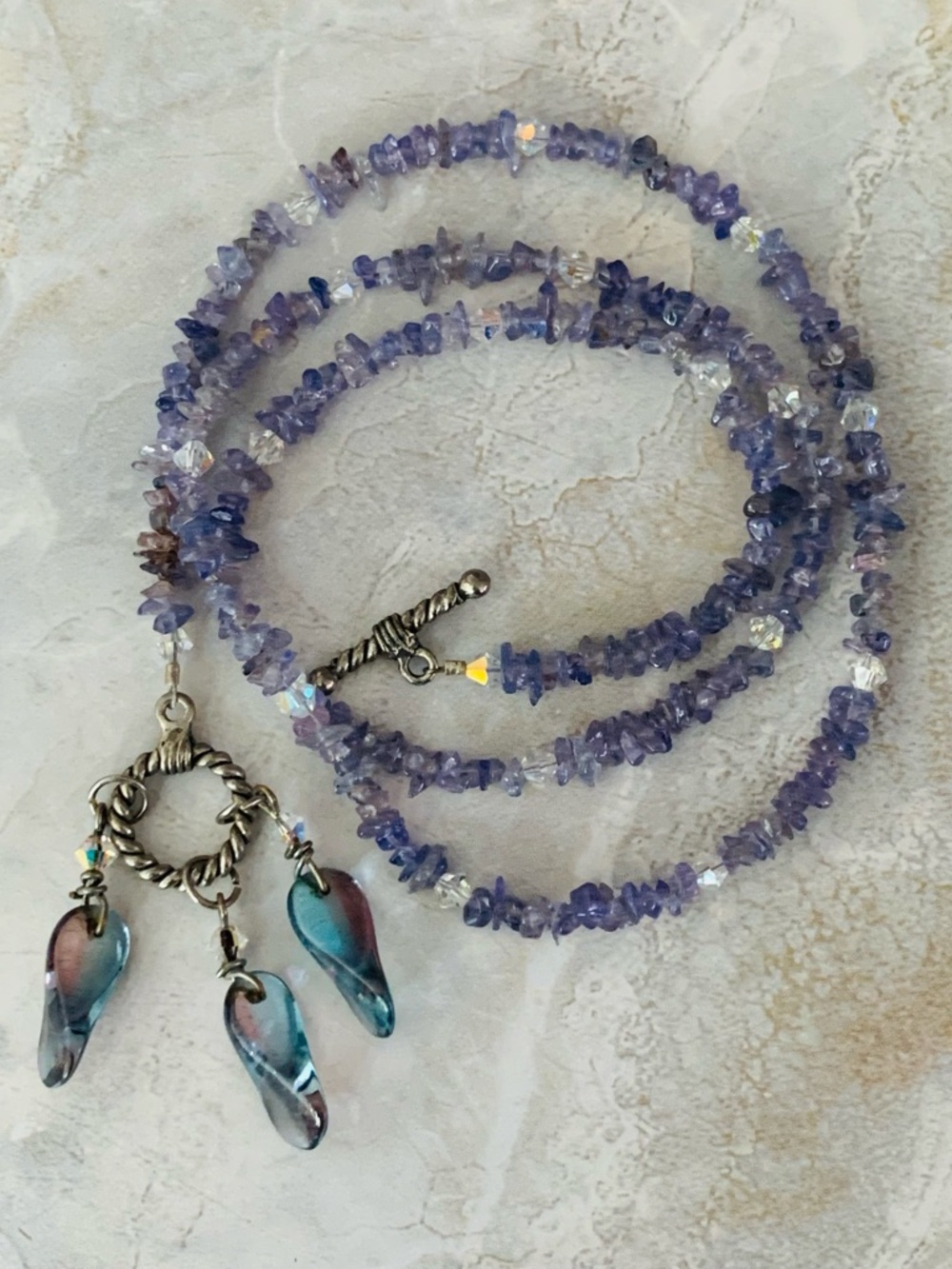 Tanzanite and Art Glass Necklace